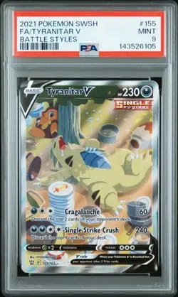 Pokemon Tyranitar V 2021 Battle Styles Ultra Rare Full Art Holo #155 PSA 9 - Image 1