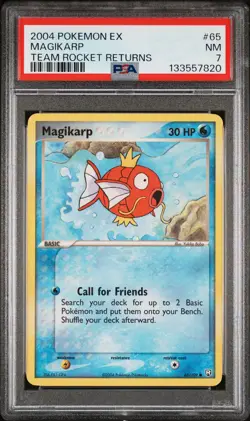 2004 POKEMON EX TEAM ROCKET RETURNS #65 MAGIKARP PSA 7 - Image 1