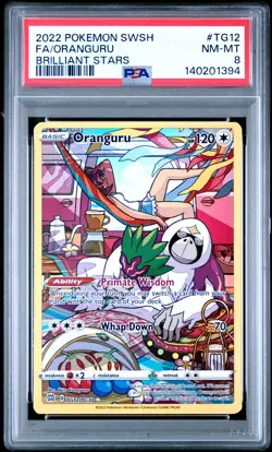2022 POKEMON SWORD & SHIELD BRILLIANT STARS #TG12 FULL ART/ORANGURU PSA 8 - Image 1