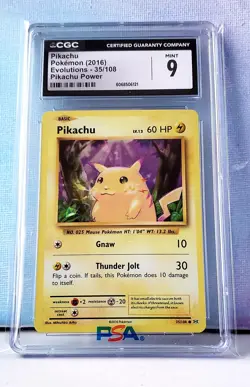 2016 Pokemon Evolutions Pikachu Cracked Ice Holo 35/108 CGC 9 - Image 1
