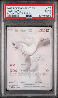 PSA 9 Mint Reshiram ex 173/086 Black White Rare - Pokemon WHT SV10.5 - Image 1
