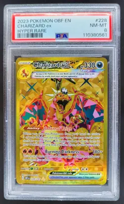 2023 Pokemon Obsidian Flames OBF Charizard ex Gold Hyper Rare #228/197 PSA 8 CG4 - Image 1