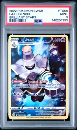 2022 POKEMON SWORD & SHIELD BRILLIANT STARS #TG06 FULL ART/DUSKNOIR PSA 9 - Image 1