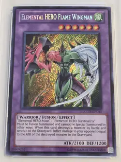 PSA 9 Elemental HERO Flame Wingman LCGX-EN045 Secret Rare Yugioh Unlimited Mint - Image 2