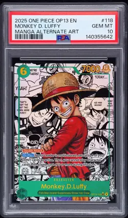 2025 ONE PIECE MANGA ALTERNATE ART OP13-118 MONKEY D. LUFFY PSA 10 - Image 1