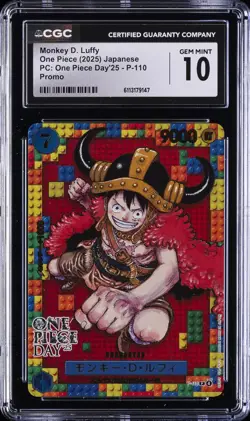 2025 ONE PIECE JPN PC: ONE PIECE DAY '25 PROMO MONKEY D LUFFY CGC 10 GEM MINT - Image 1