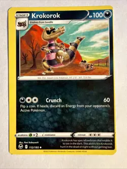 Pokemon TCG: Krokorok 112/195 Silver Tempest Uncommon Miscut Error Card‼ - Image 1