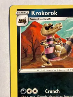 Pokemon TCG: Krokorok 112/195 Silver Tempest Uncommon Miscut Error Card‼ - Image 2