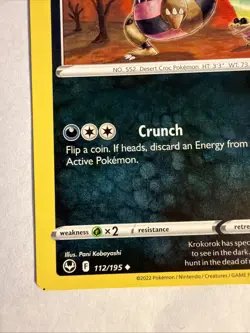 Pokemon TCG: Krokorok 112/195 Silver Tempest Uncommon Miscut Error Card‼ - Image 5
