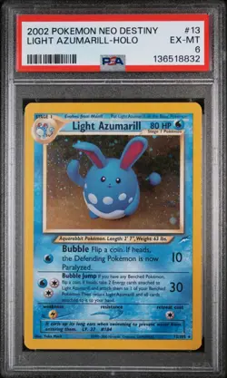 PSA 6 EX-MT Light Azumarill 13/105 Neo Destiny Holo 2002 Pokemon Card - Image 1