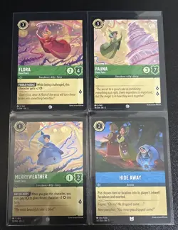 Disney Lorcana Sleeping Beauty Theme 4 Card Lot Flora/Fauna/Merryweather - Image 1