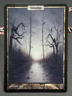 MTG Swamp- DAMAGED -Unhinged Magic the Gathering Card # 138 - Image 1
