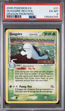 Pokemon Card - Quagsire Dragon Frontiers 21/101 Rare Reverse Holo Stamped PSA 6 - Image 1