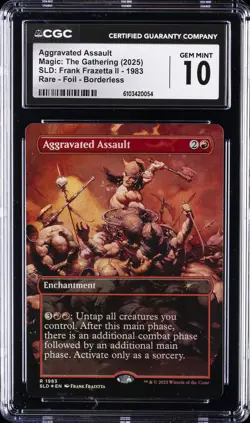 2025 MTG RARE FOIL BORDERLESS #1983 AGGRAVATED ASSAULT CGC 10 GEM MINT - Image 1