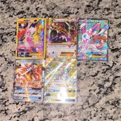Pokemon EX GX Holo Card Lot - Sylveon, Mega Kangaskhan, Solgaleo - 5 Cards - Image 1