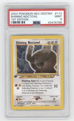 2002 POKEMON NEO DESTINY SHINING NOCTOWL 1ST EDITION 110/105 PSA 9 Q1887 - Image 1
