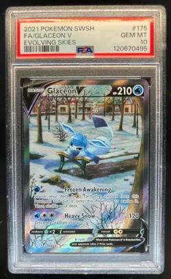 2021 Pokemon SWSH Evolving Skies Glaceon V #175/203 PSA 10 - Image 1