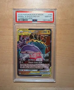 Pokemon TCG - Naganadel & Guzzlord GX 158/236 - Cosmic Eclipse - PSA 10 - Image 1