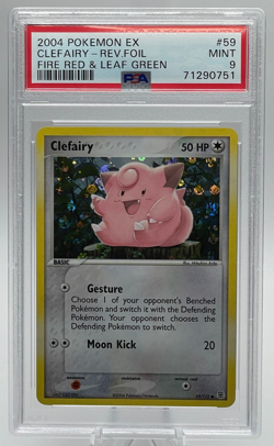 2004 POKEMON EX FIRE RED & LEAF GREEN #59 CLEFAIRY REVERSE FOIL PSA 9 MINT - Image 1