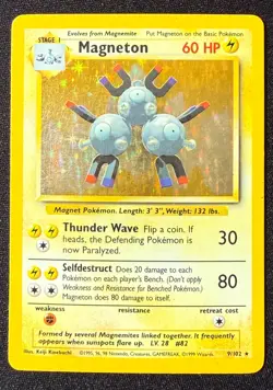 Pokemon TCG - Magneton - 9/102 - Base Set Holo - Played - Image 1