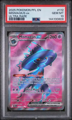 2025 POKEMON PFL EN-PHANTASMAL FLAMES ULTRA RARE #112 MISMAGIUS EX PSA 10 - Image 1
