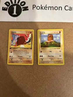 Diglett 1st Edition + Diglett Shadowless Pokemon Card Lot Vintage WOTC Hp - Image 1
