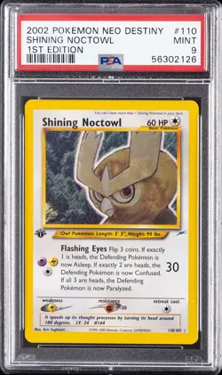2002 POKEMON NEO DESTINY 1ST EDITION #110 SHINING NOCTOWL PSA 9 - Image 1