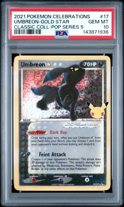 2021 POKEMON CELEBRATIONS CLASSIC COLL #17 UMBREON-GOLD STAR PSA 10 - Image 1