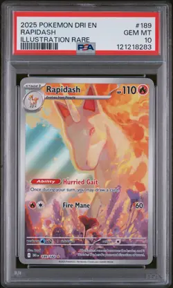 2025 POKEMON DRI EN-DESTINED RIVALS ILLUSTRATION RARE #189 RAPIDASH PSA 10 - Image 1