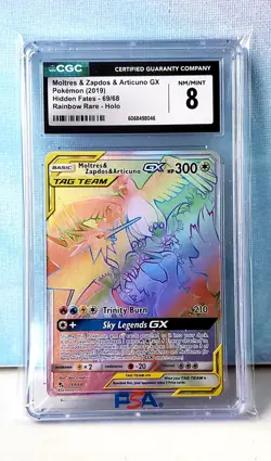 2019 Pokemon Moltres & Zapdos & Articuno GX Hidden Fates 69/68 CGC 8 - Image 1