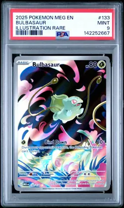 2025 Pokemon MEG EN Mega Evolutions Bulbasaur Illustration Rare #133 PSA 9 MINT - Image 1