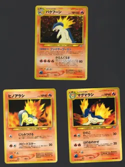 Typhlosion (Holo), Quilava, Cyndaquil Pokemon Neo Premium File 1 (Japanese) - LP - Image 1