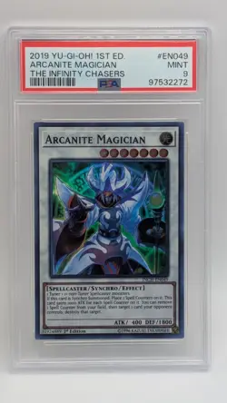 2019 Yu-Gi-Oh! The Infinity Chasers INCH-EN049 1st Ed Arcanite Magician PSA 9! - Image 1