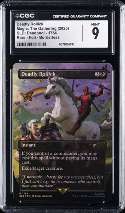 2025 MTG SLD: DEADPOOL RARE-FOIL-BORDERLESS #1754 DEADLY ROLLICK CGC 9 - Image 1