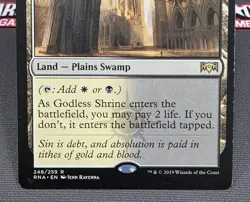 MTG Godless Shrine- DAMAGED -Ravnica Allegiance Magic the Gathering Card # 248 - Image 4