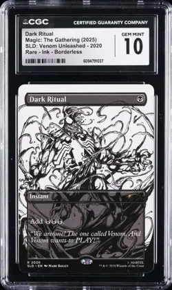 2025 MTG SLD: VENOM UNLEASHED RARE INK BORDERLESS DARK RITUAL CGC 10 GEM MINT - Image 1
