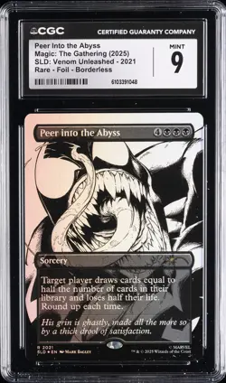 2025 MAGIC: THE GATHERING RARE FOIL BORDERLESS PEER INTO THE ABYSS CGC 9 - Image 1