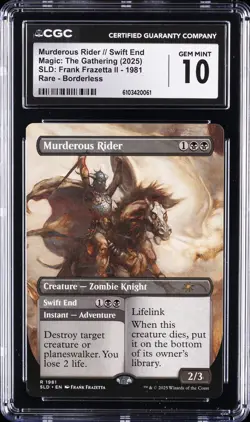 2025 MTG RARE BORDERLESS MURDEROUS RIDER SWIFT END CGC 10 GEM MINT - Image 1