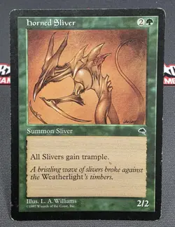 MTG Horned Sliver- DAMAGED -Tempest Magic the Gathering Card # 234 - Image 1