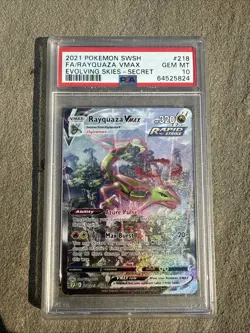 2021 Pokemon SWSH Rayquaza VMAX Full Art/Alt Art 218/203 Evolving Skies PSA 10 - Image 1