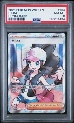 PSA 8 HILDA 164/086 WHT EN-WHITE FLARE ULTRA RARE POKEMON - Image 1