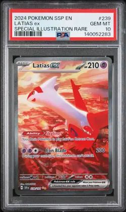2024 POKEMON SSP EN-SURGING SPARKS SPECIAL ILLUSTRATION RARE LATIAS EX PSA 10 - Image 1