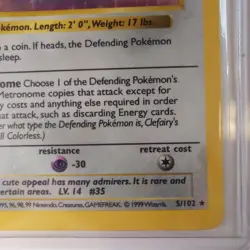 Clefairy 5/102 Shadowless Holo Rare Base Set Pokemon TCG Sleaved Since 1999 - Image 5