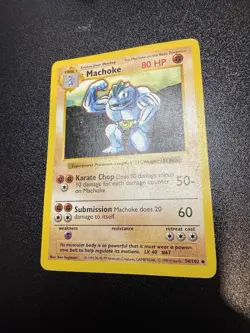 Machoke Uncommon Base Set Pokemon Card (Shadowless) 034/102 HP - Image 1