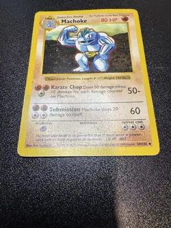 Machoke Uncommon Base Set Pokemon Card (Shadowless) 034/102 HP - Image 3