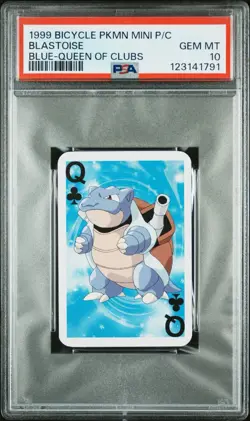 1999 BICYCLE POKEMON MINI PLAYING CARDS BLUE DECK BLASTOISE PSA 10 - Image 1