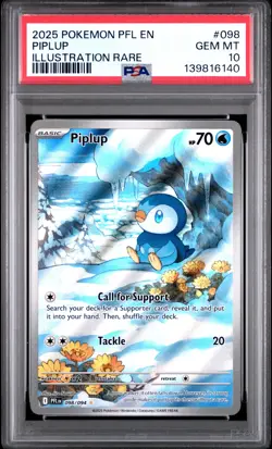 2025 POKEMON PFL EN-PHANTASMAL FLAMES ILLUSTRATION RARE #098 PIPLUP PSA 10 - Image 1