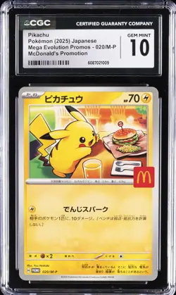 2025 POKEMON JPN MEGA EVOLUTION MCDONALD'S PROMO PIKACHU CGC 10 GEM MINT - Image 1