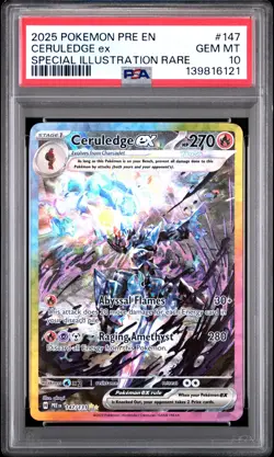 2025 POKEMON PRE SPECIAL ILLUSTRATION RARE #147 CERULEDGE EX PSA 10 - Image 1