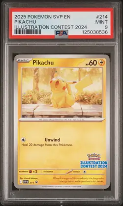 2025 POKEMON SVP EN-SV BLACK STAR PROMO ILLUSTRATION CONTEST 2024 PIKACHU PSA 9 - Image 1